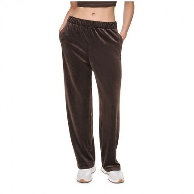 Παντελόνι φόρμας βελουτέ Brown DKNY