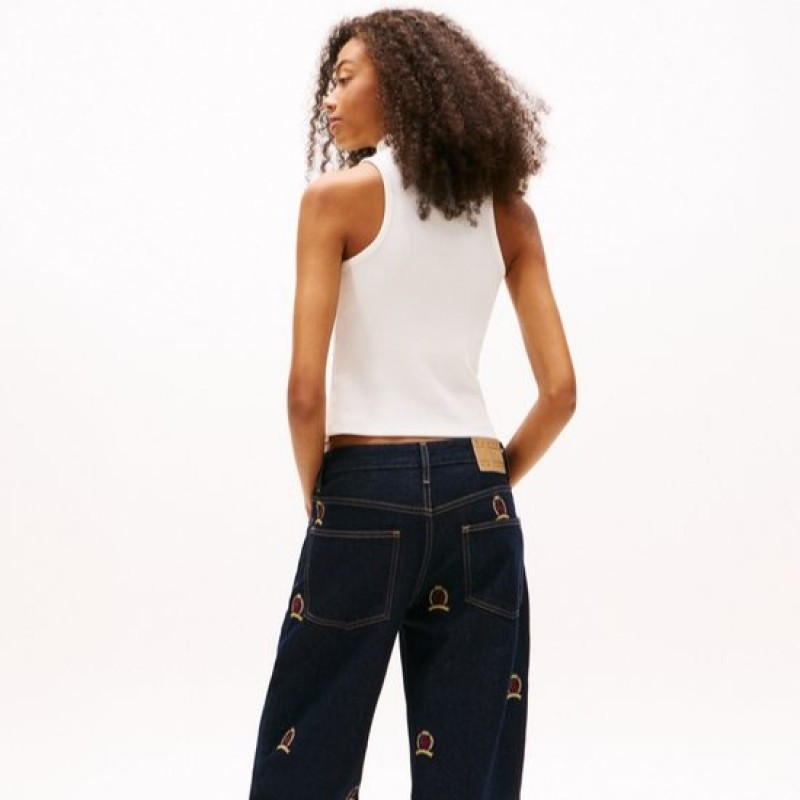 Μπλούζα αμάνικη slim badge rib tank White Tommy jeans