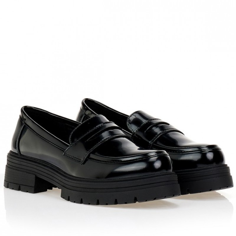 Oxfords μαύρα δερματίνη Black Tsoukalas 