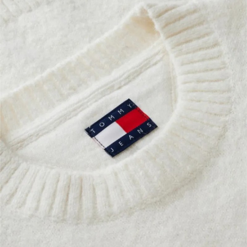 Απαλό Πουλόβερ Από Αλπάκα Fluffy badge sweater White Tommy jeans