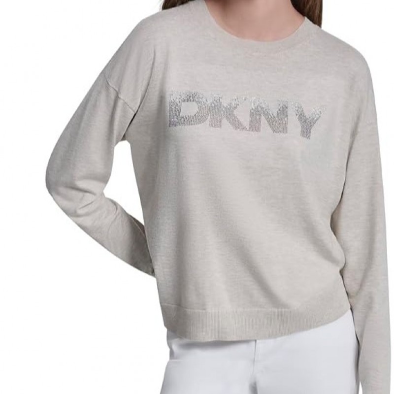 Μπλούζα πλεκτή με Logo Ecru DKNY