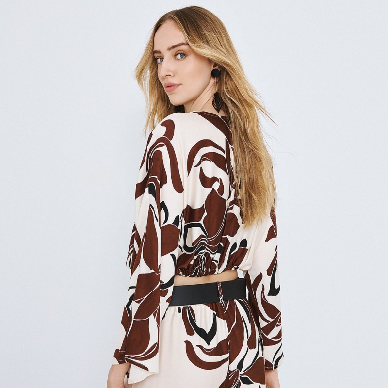 Τόπ εμπριμέ με κόμπο Brown Access