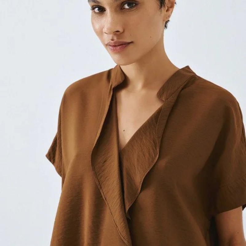 Μπλούζα με τσαλακωτή όψη Brown Access