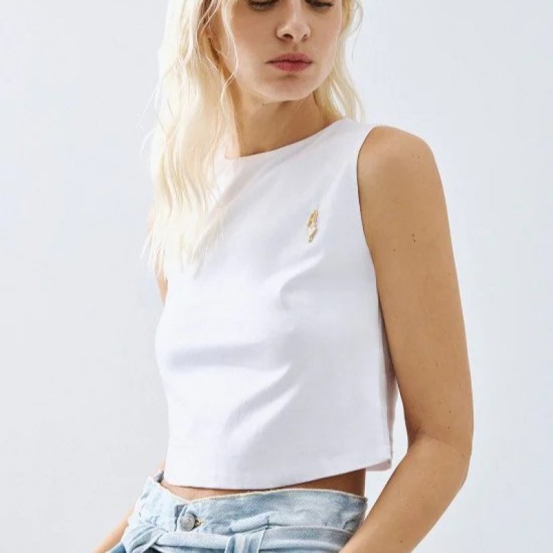 Cropped sleeveless top White Access