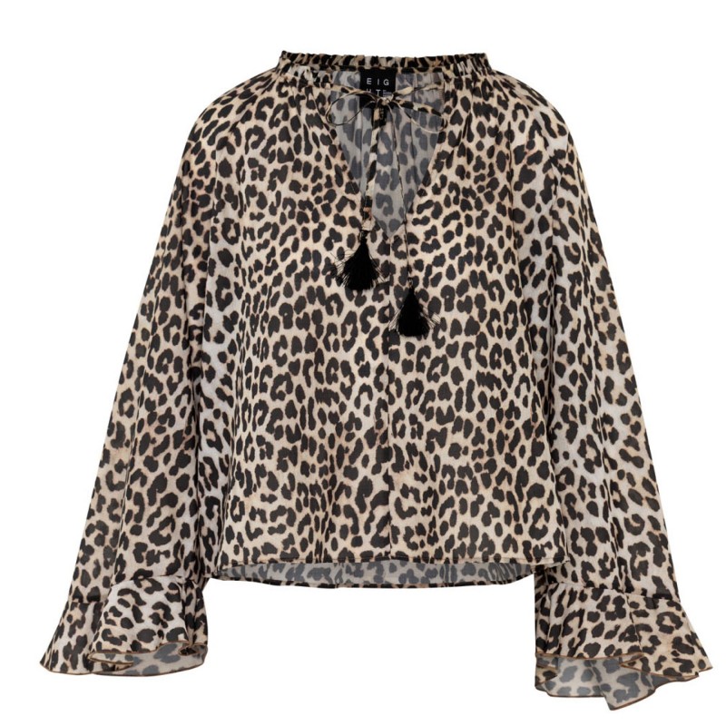 Μπλούζα λεοπάρ με δέσιμο Brown Access