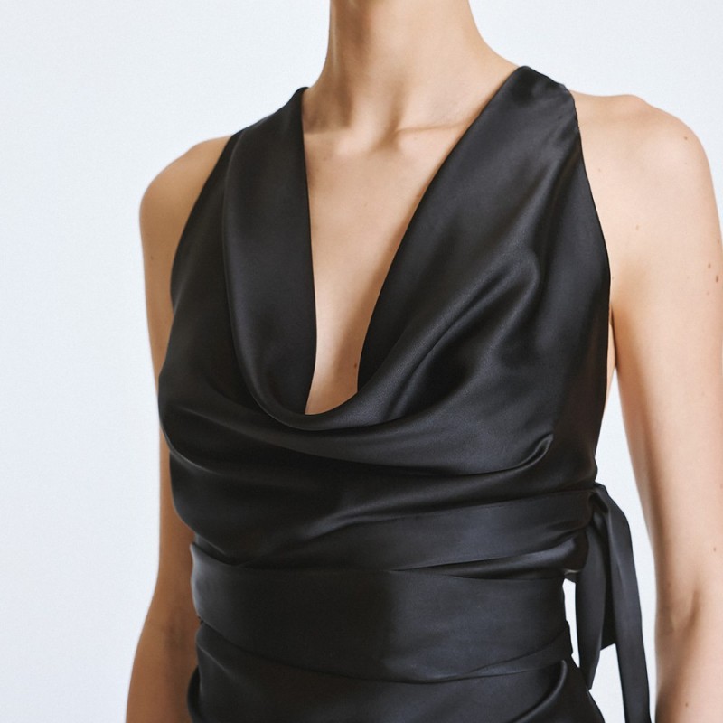 Τόπ σατέν ντραπέ Black Access