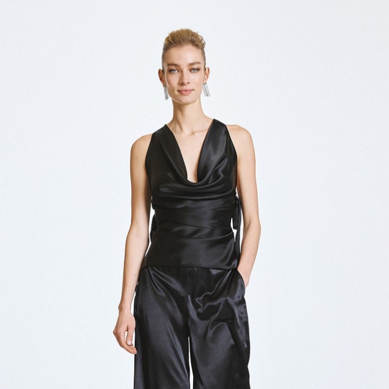 Τόπ σατέν ντραπέ Black Access