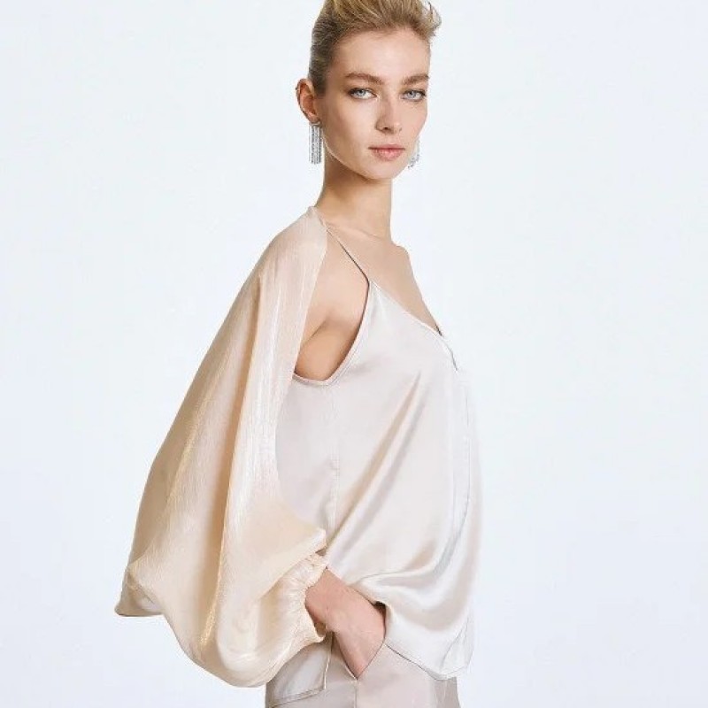 Τόπ με τιράντες σατινέ Ecru Access