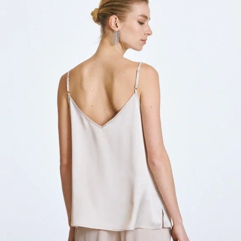 Τόπ με τιράντες σατινέ Ecru Access