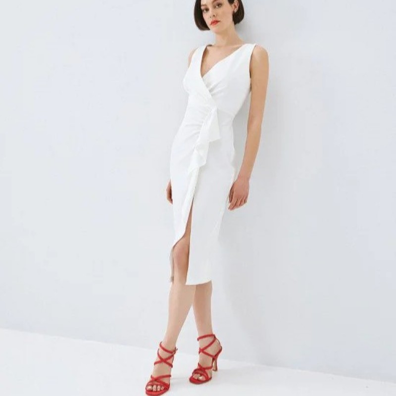 Φόρεμα μίντι με άνοιγμα White Access