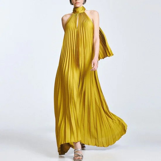 Φόρεμα μάξι halter πλισέ Citro Access