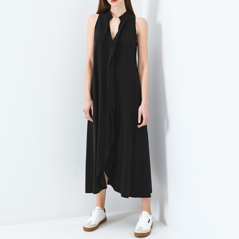 Φόρεμα αμάνικο μάξι με βολάν Black Access