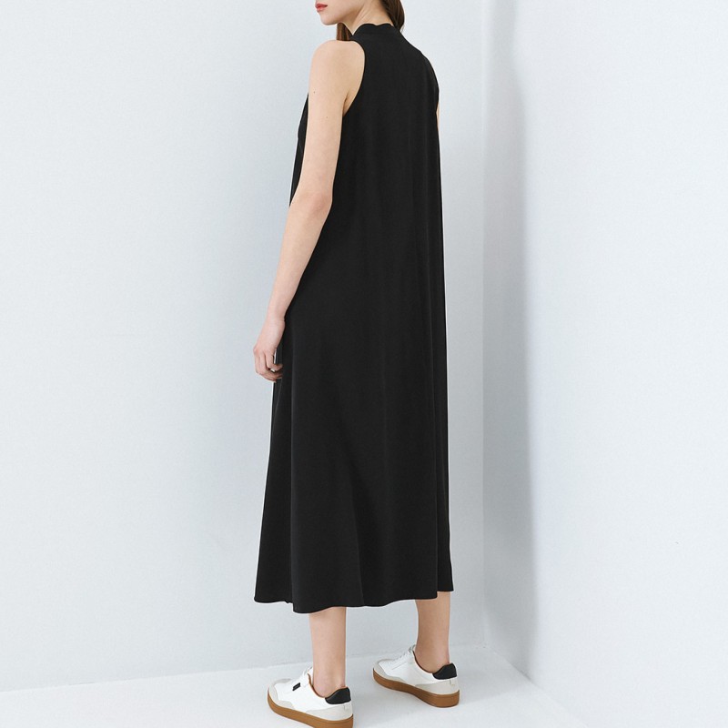 Φόρεμα αμάνικο μάξι με βολάν Black Access