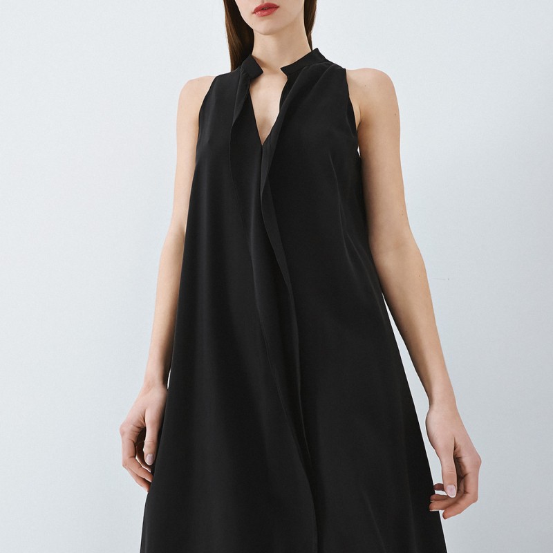 Φόρεμα αμάνικο μάξι με βολάν Black Access