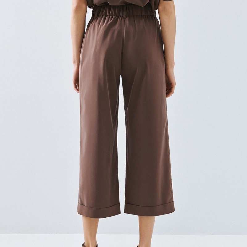 Παντελόνι κοντό με ρεβέρ και πιέτες Brown Access