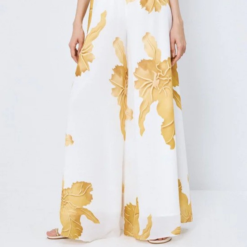 Παντελόνα wide-leg εμπριμέ Yellow Access