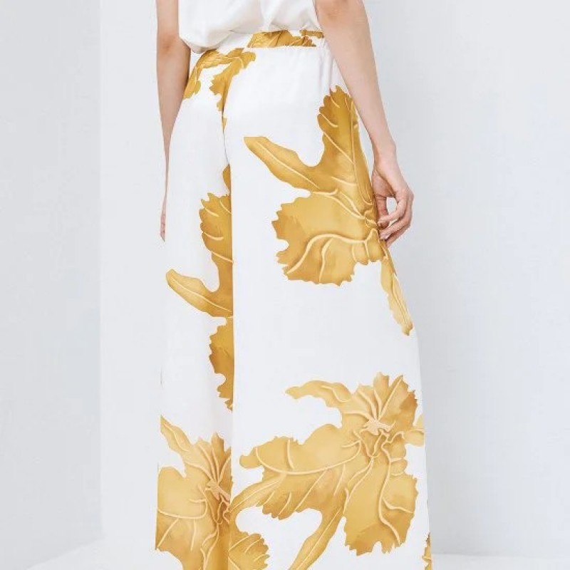 Παντελόνα wide-leg εμπριμέ Yellow Access