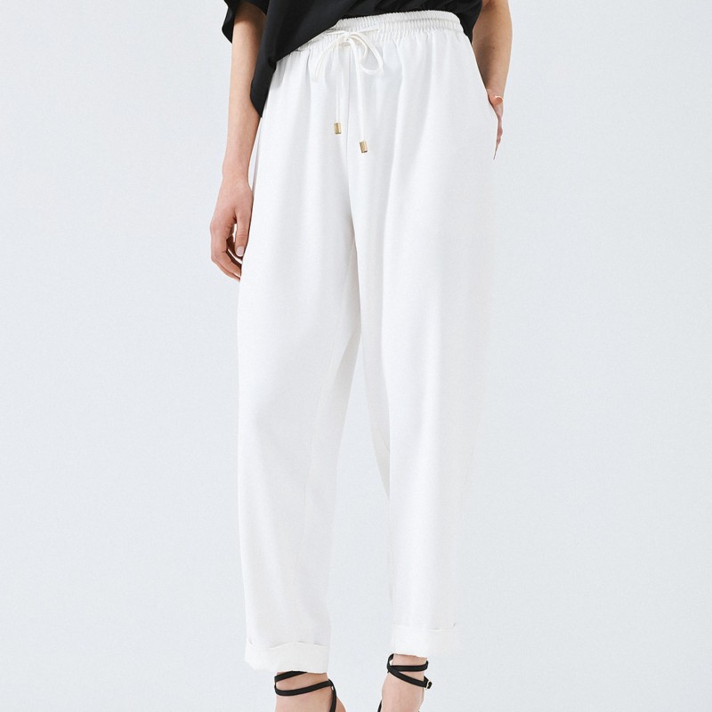 Παντελόνι με λάστιχο και ρεβέρ White Access