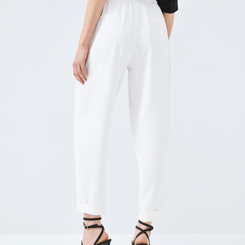 Παντελόνι με λάστιχο και ρεβέρ White Access