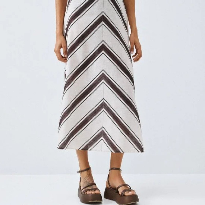 Φούστα μάξι ριγέ Brown Access