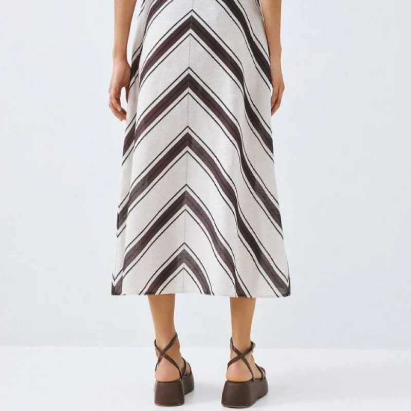 Φούστα μάξι ριγέ Brown Access