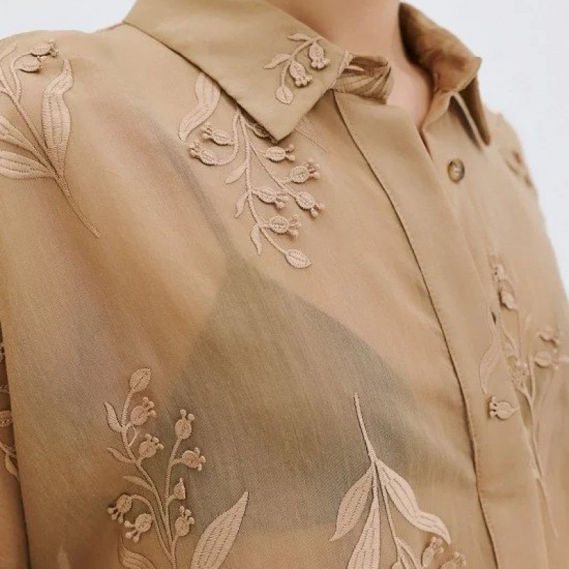 Πουκάμισο με κεντήματα Beige Access