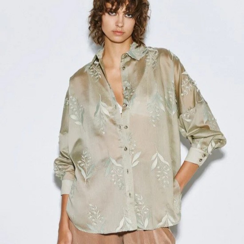 Πουκάμισο με κεντήματα Green Access