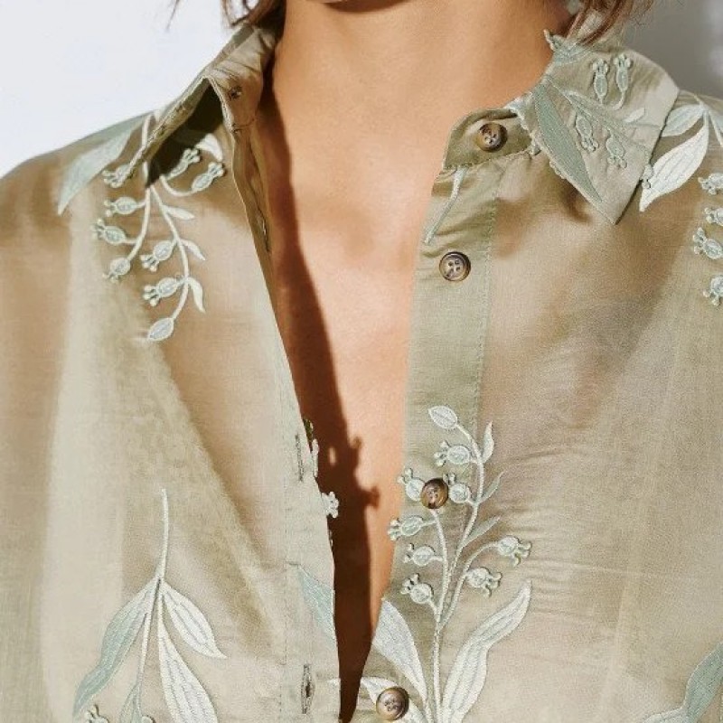 Πουκάμισο με κεντήματα Green Access