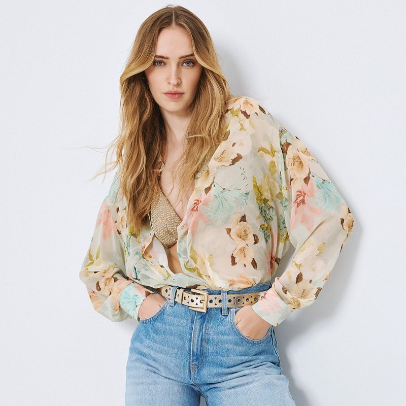 Πουκάμισο φλοράλ με μακρύ μανίκι Mint Access