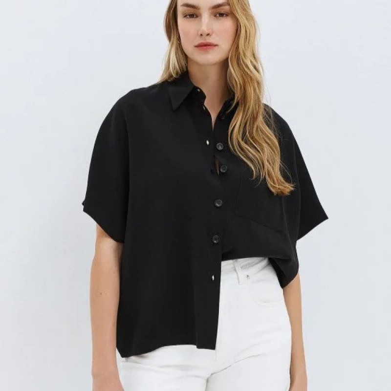 Πουκάμισο τετράγωνο με κοντά μανίκια Black Access