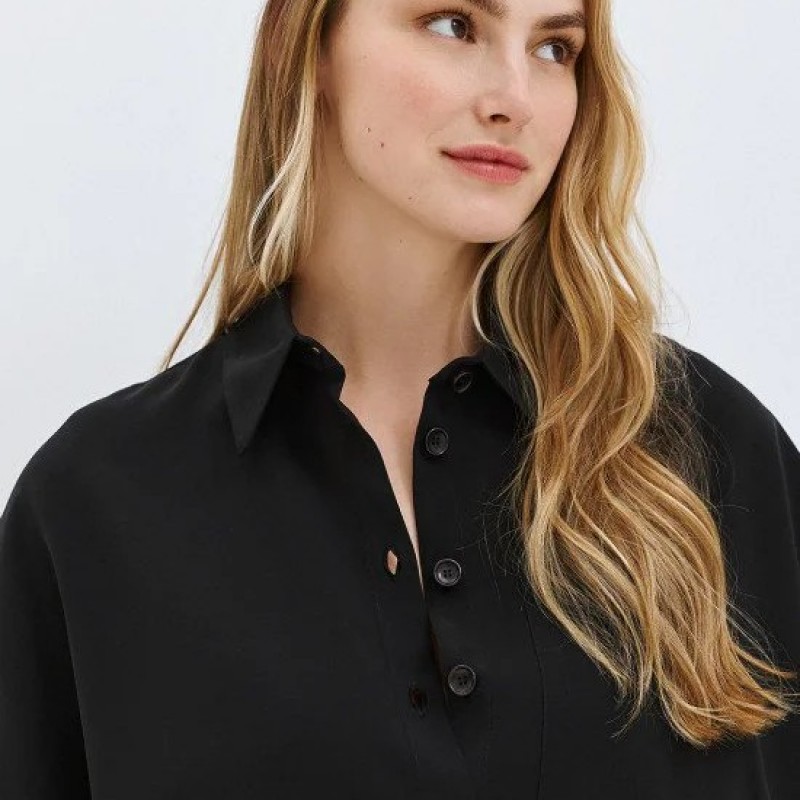 Πουκάμισο τετράγωνο με κοντά μανίκια Black Access