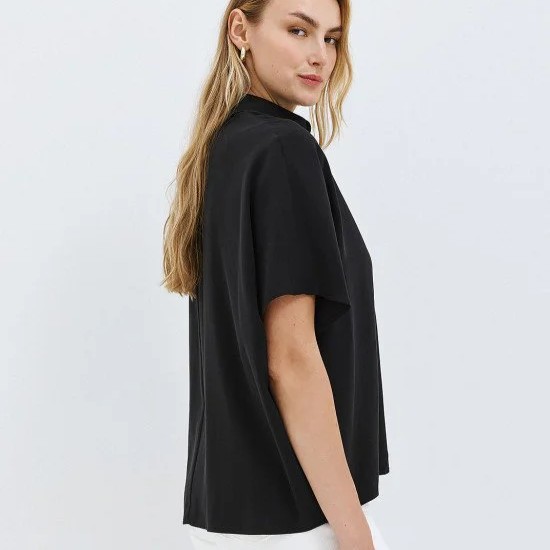 Πουκάμισο τετράγωνο με κοντά μανίκια Black Access