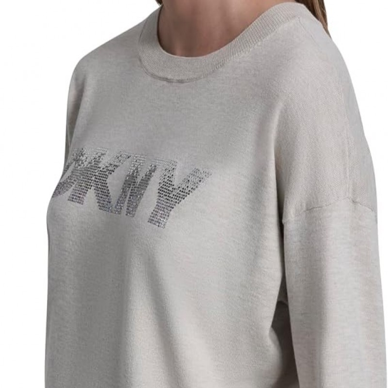 Μπλούζα πλεκτή με Logo Ecru DKNY