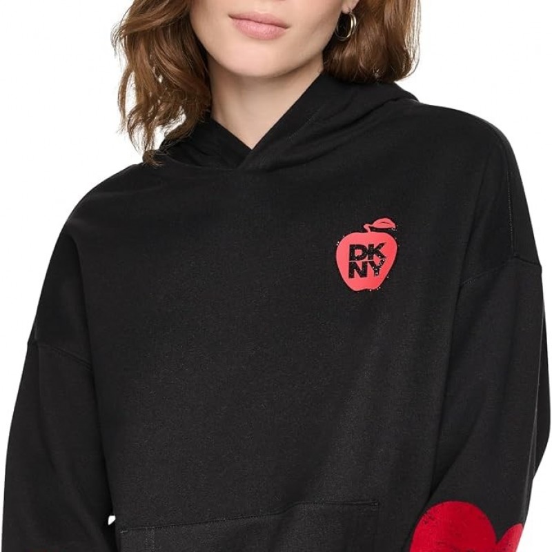 Φούτερ με κουκούλα oversized big apple Black DKNY