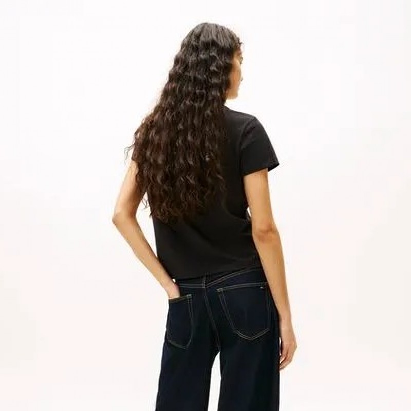 Μπλούζα με κοντό μανίκι TJW flag ss Black Tommy jeans