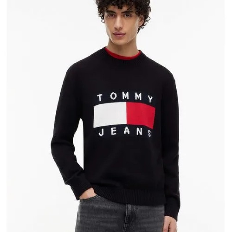 Πουλόβερ πλεκτό TJM Reg flag cnck Black Tommy jeans