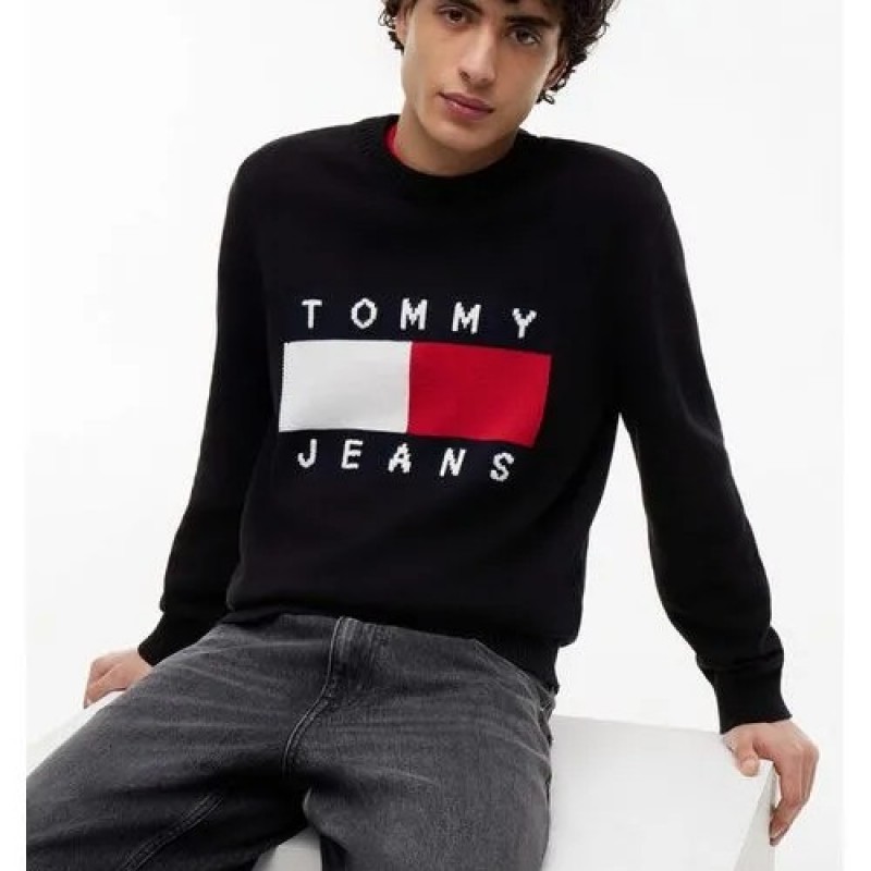 Πουλόβερ πλεκτό TJM Reg flag cnck Black Tommy jeans