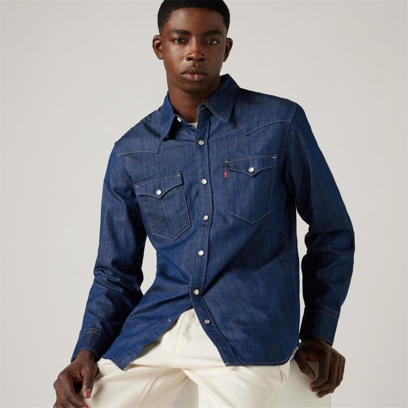 Πουκάμισο τζίν Barstow western Dark Blue Levi's