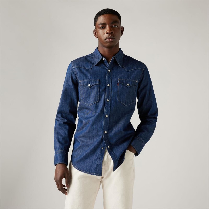 Πουκάμισο τζίν Barstow western Dark Blue Levi's