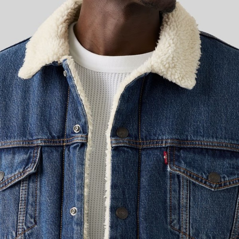 Μπουφάν τζίν με γούνα relaxed sherpa trkr ingigo Blue Levi's