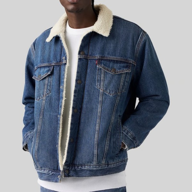 Μπουφάν τζίν με γούνα relaxed sherpa trkr ingigo Blue Levi's