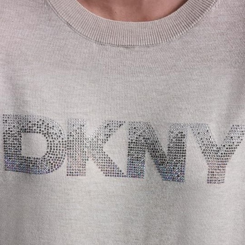 Μπλούζα πλεκτή με Logo Ecru DKNY