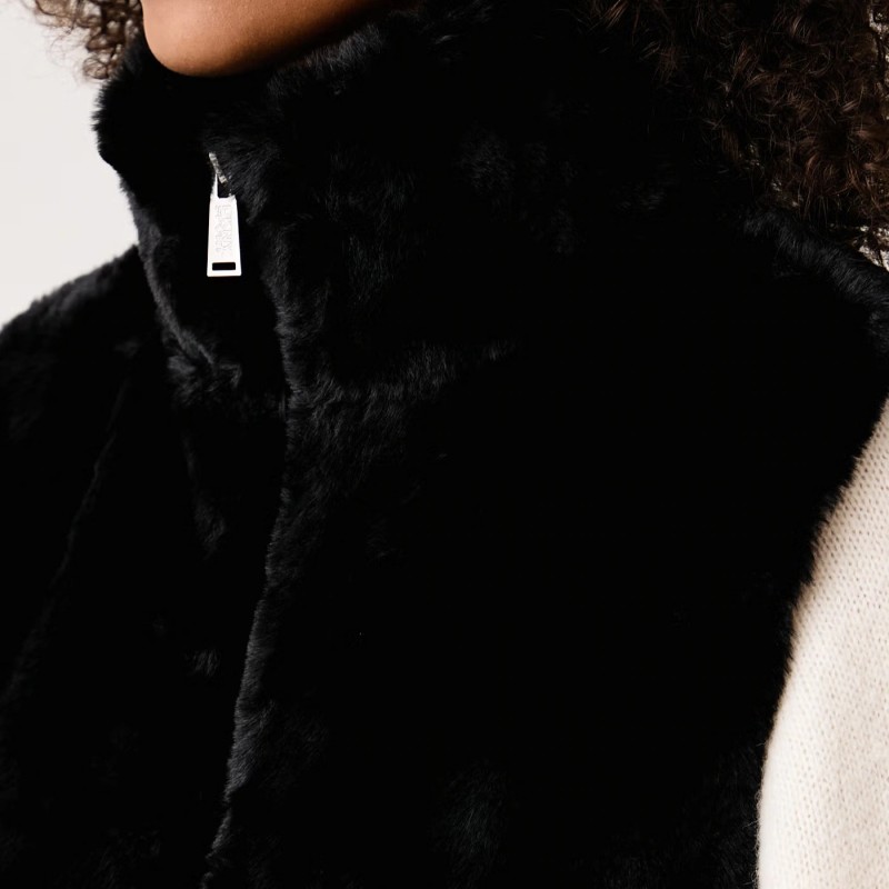 Μπουφάν αμάνικο γούνινο faux fur Black DKNY