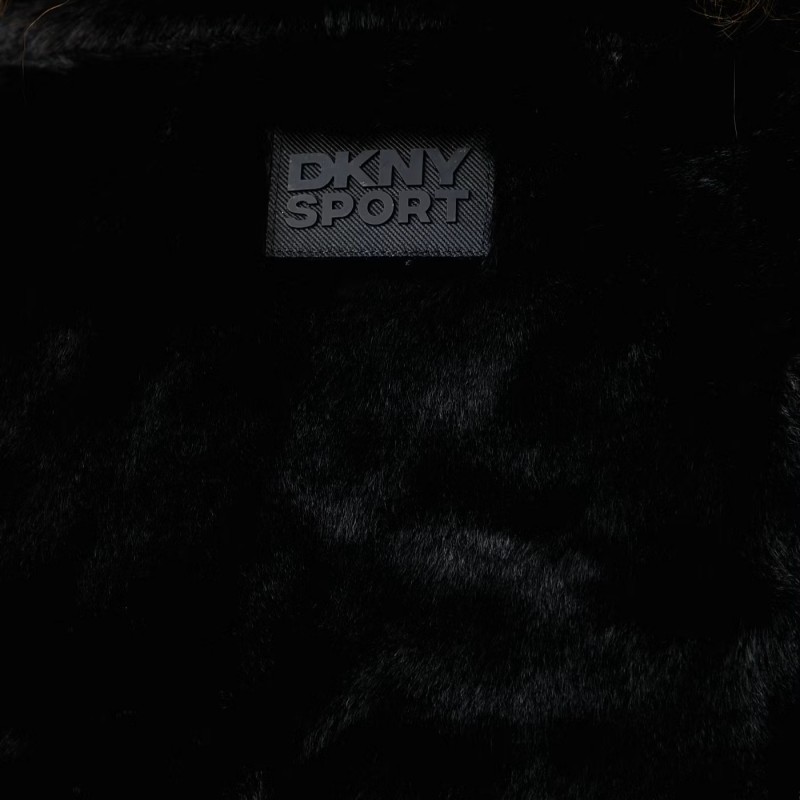 Μπουφάν αμάνικο γούνινο faux fur Black DKNY