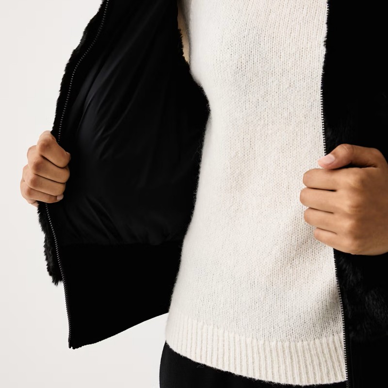 Μπουφάν αμάνικο γούνινο faux fur Black DKNY