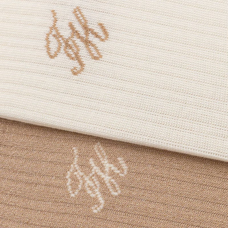 Κάλτσες TH Women sock 2p monogram lurex Beige Tommy jeans