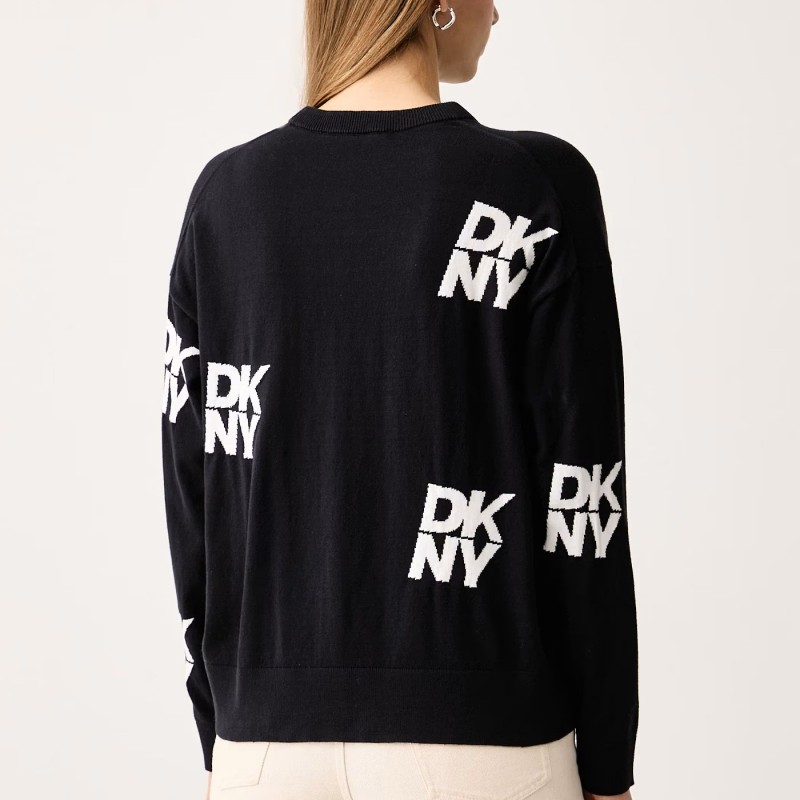 Πουλόβερ με σχέδια και στρας Black DKNY