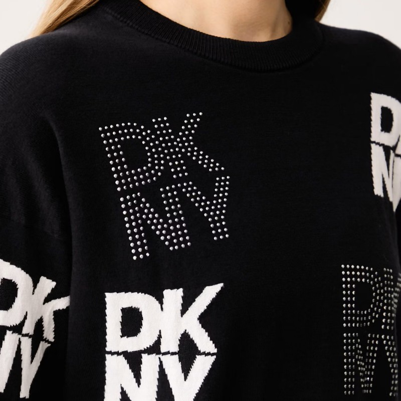 Πουλόβερ με σχέδια και στρας Black DKNY