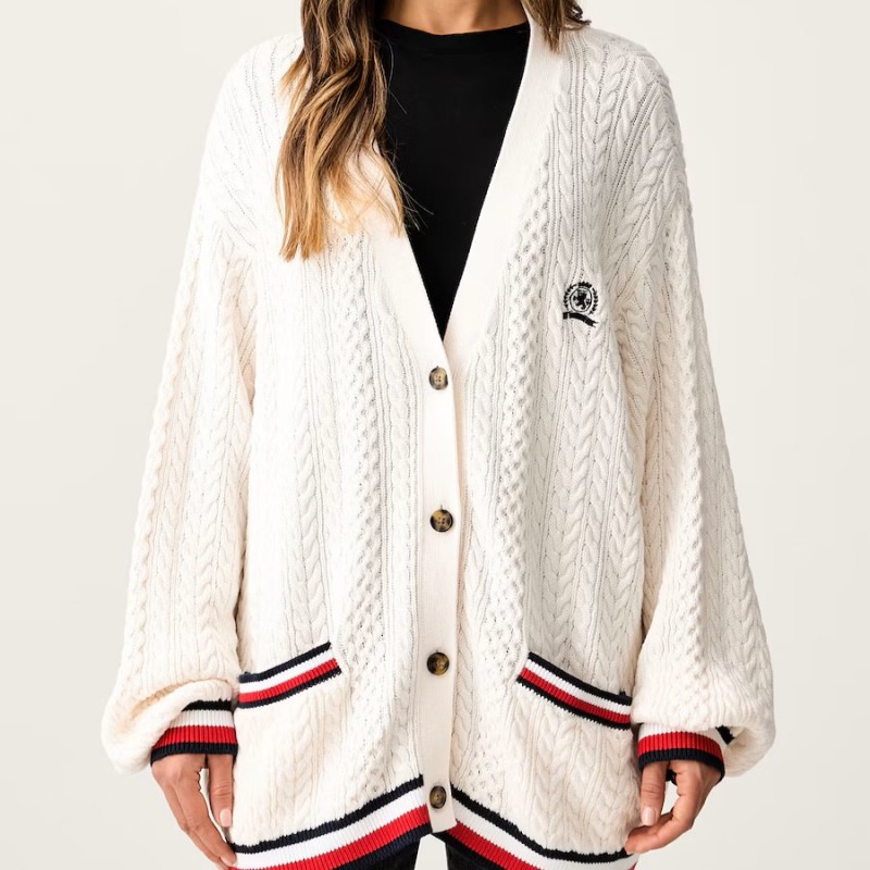 Ζακέτα πλεκτή rwb tipping ovs Beige Tommy jeans