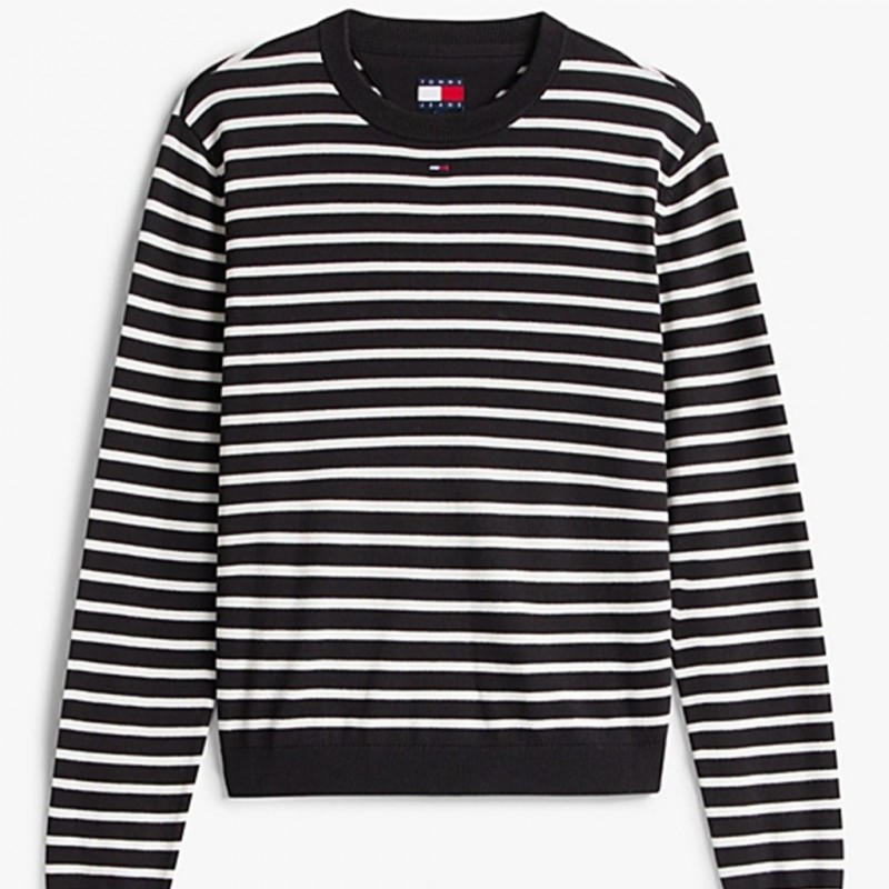 Πουλόβερ με ρίγες TJW essential crew Black Tommy jeans
